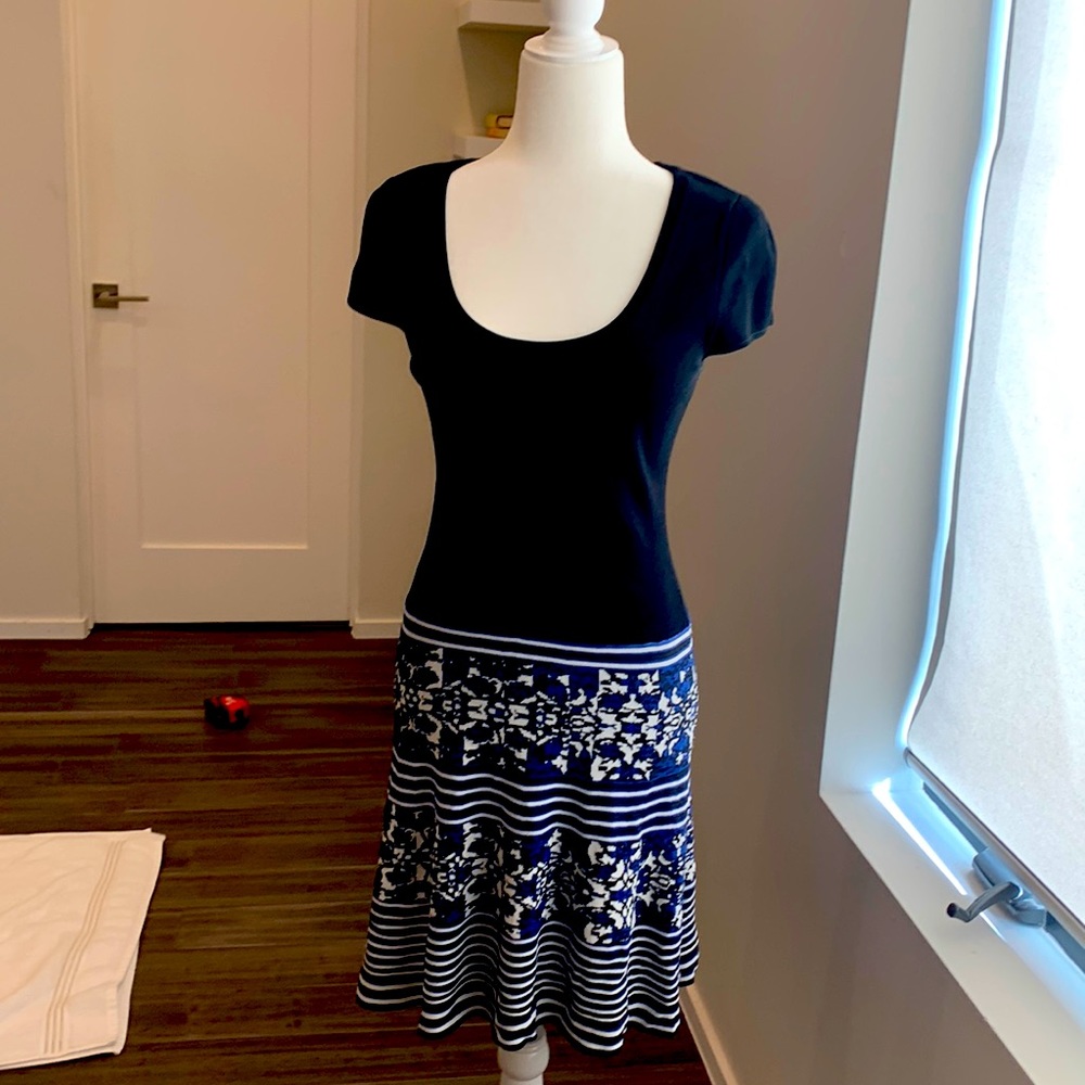 Nanette Lepore sleeveless drop waist cotton knit dress.